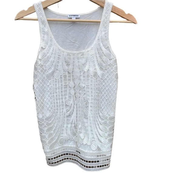 Express knit sleeveless cream colored top size extra small - Picture 1 of 4